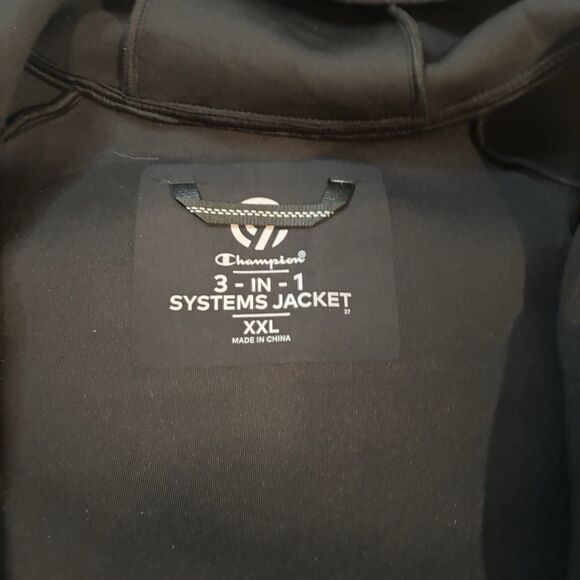 NEW Champion 3-in-1 Systems Jacket Coat Hooded Black Full Zip Pockets Men’s XXL - Picture 8 of 12